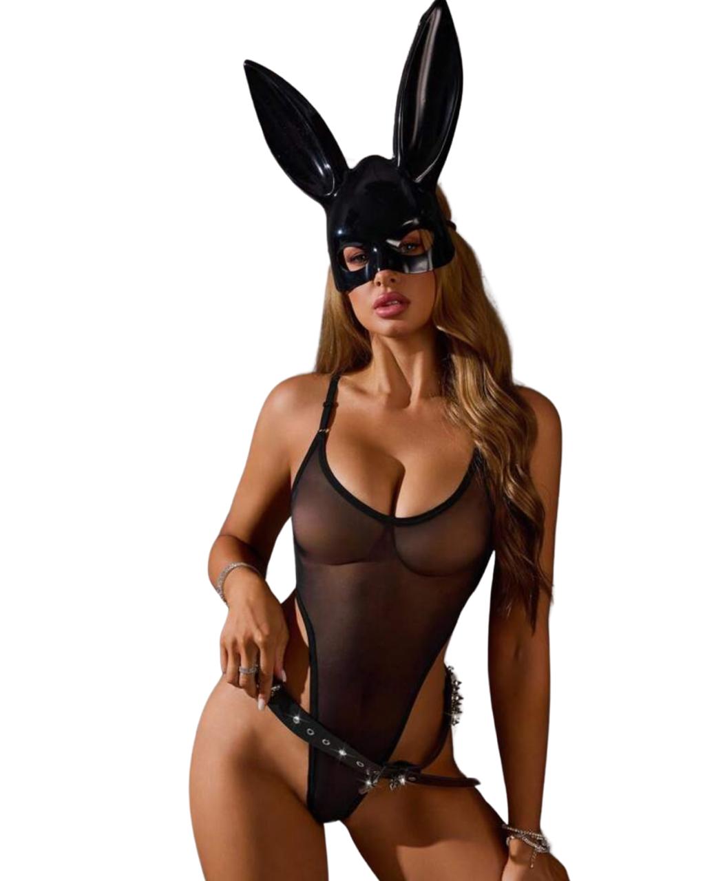 Sheer Black High-Cut Mesh Bodysuit – Ultra-Sexy Transparent Lingerie One-Piece