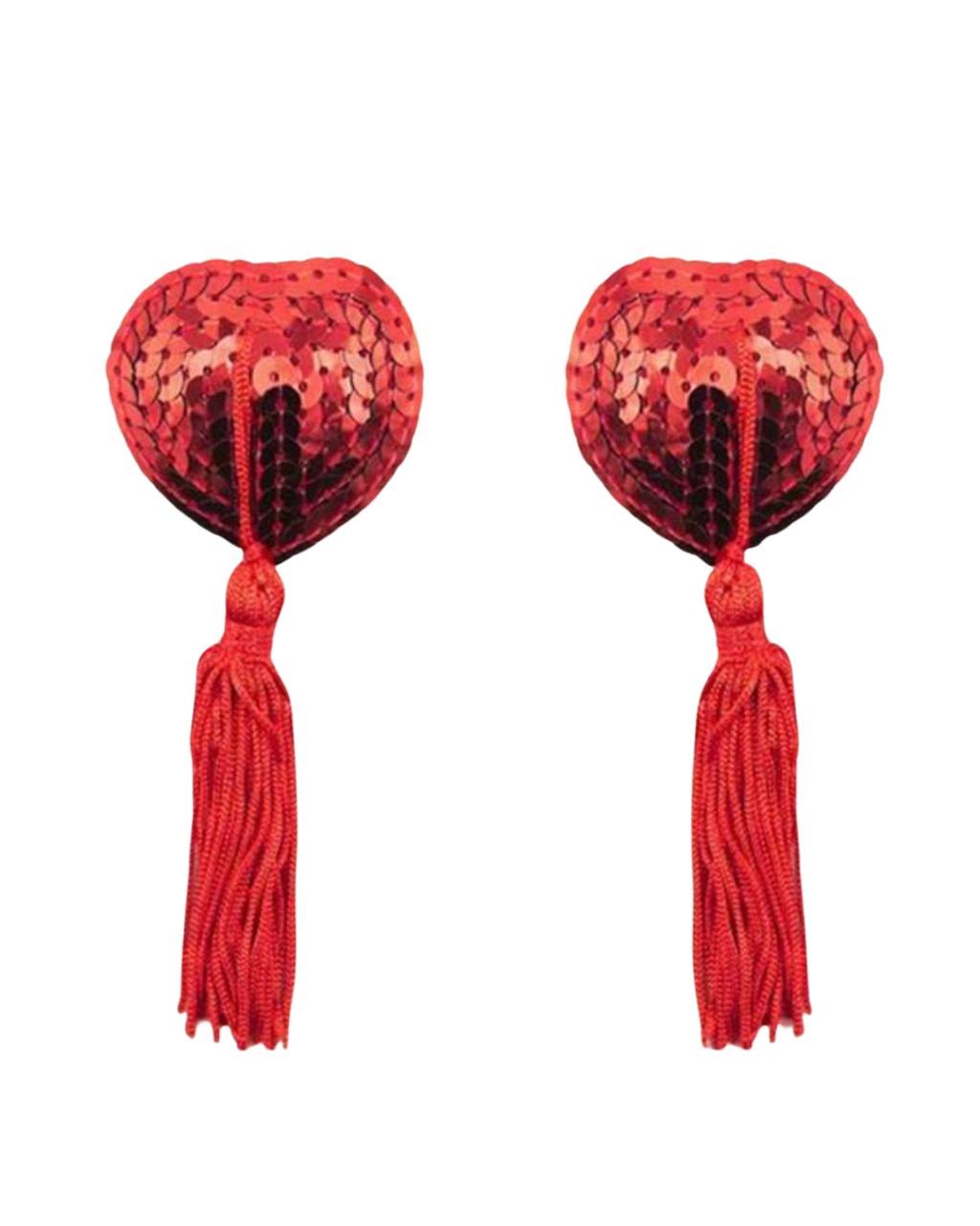 Scarlet Heart Tassel Nipple Covers – Flirtatious Sparkle Seduction